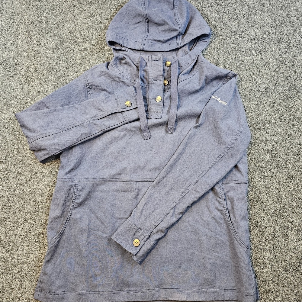 Columbia Sportswear Womens L Hooded Henley Pullover Jacket Blue Casual Outdoor